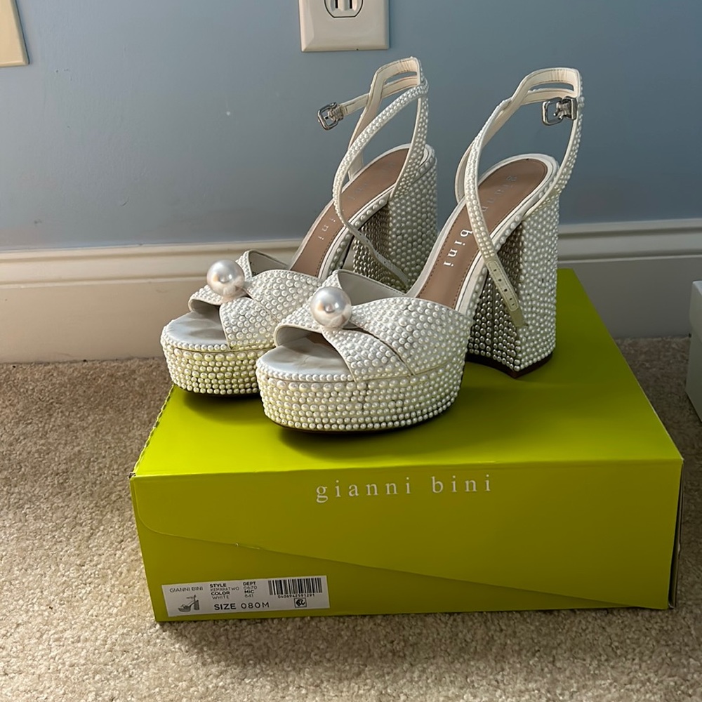 Gianni Bini Platform White Heels
